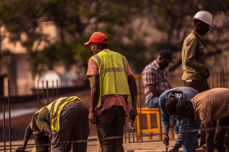 Crew working on a commercial job site