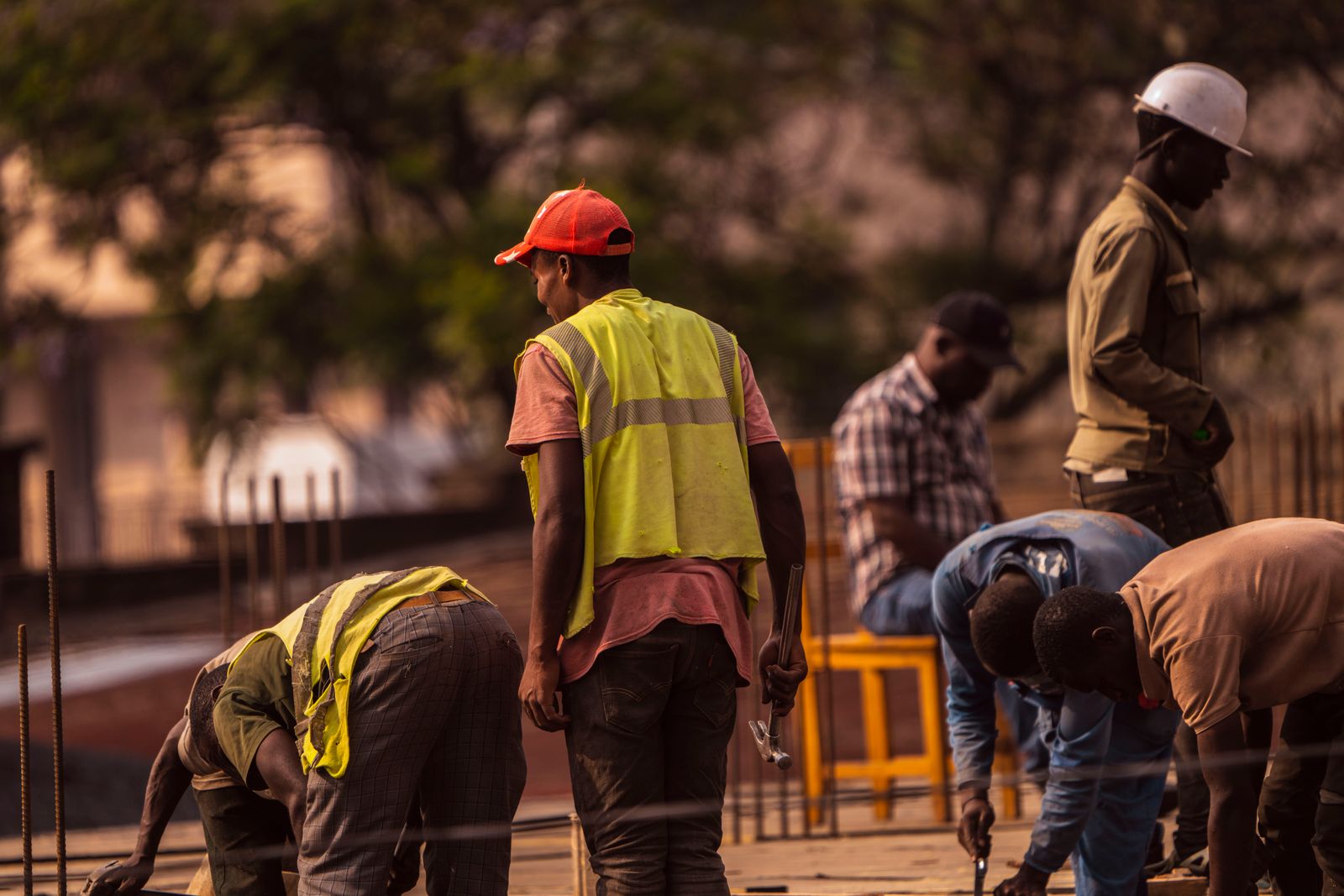 Crew working on a commercial job site
