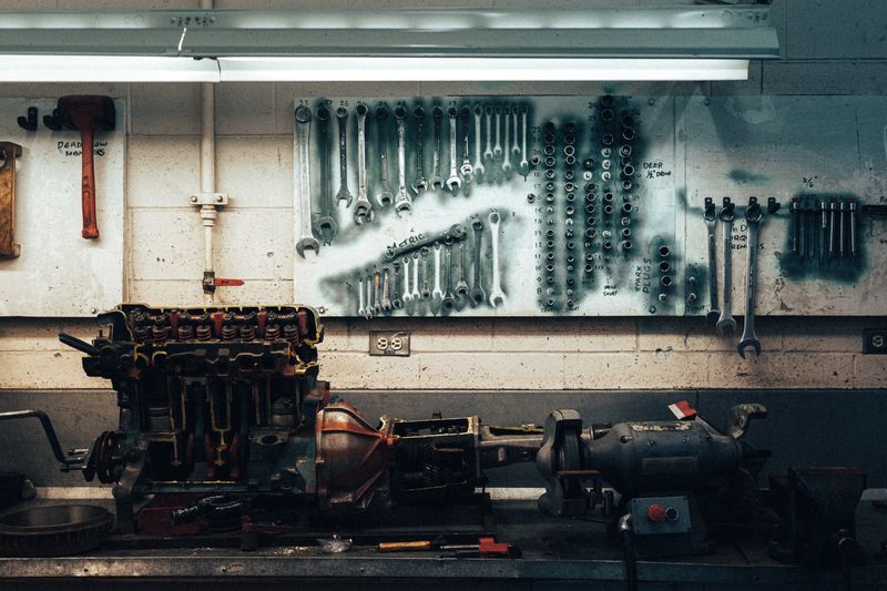 Maintenance workshop with tools and equipment